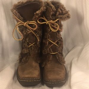 Born leather/shearling lining tieup boots